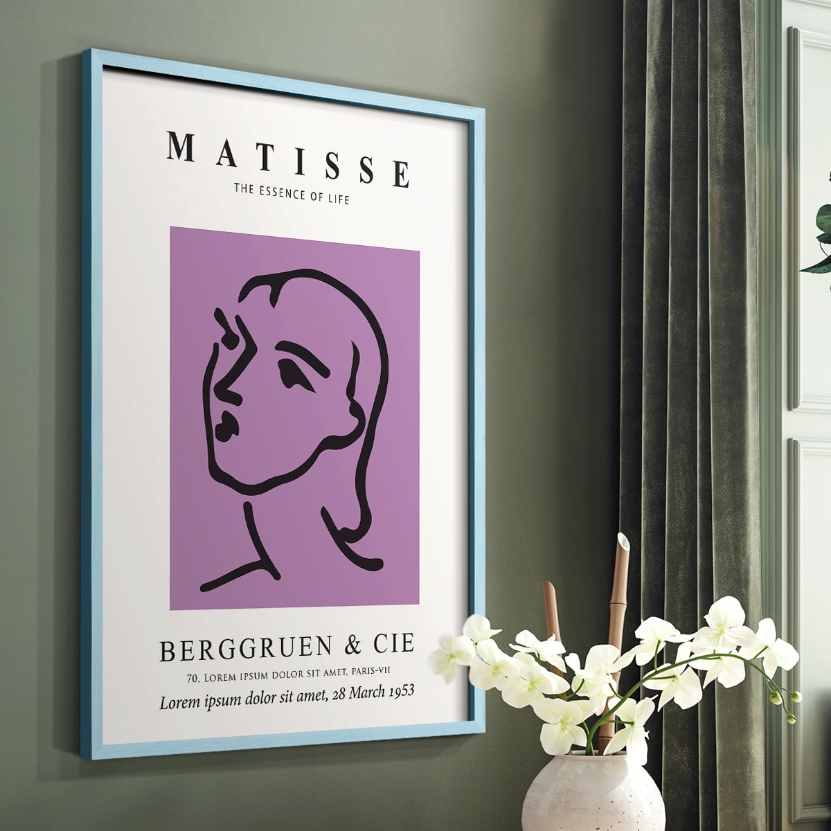 Matisse CVIII Framed Print in Blue Solid Wood 11 x 14 Framed Print