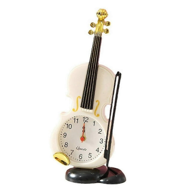Reloj despertador con forma de violín (instrumento musical) - Reloj de mesa - Adornos de plástico para sala de estar