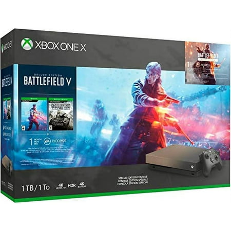 Certified Refurbished Microsoft Xbox One X 1TB Console Battlefield V Bundle FMP-00023 - Gold Rush