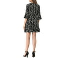 thumbnail image 3 of INSPIRE CHIC Women's Floral Bell 3/4 Sleeves Tie Neck Ruffle Hem Dresses, 3 of 6