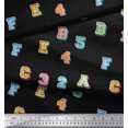 thumbnail image 2 of Soimoi Moss Georgette Fabric Numbers & Alphabets Text Printed Craft Fabric by The Yard 42 Inch Wide, 2 of 3