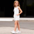 thumbnail image 5 of Summer Jumpsuit for Girls Solid Color Ties Strap Short Overalls with Pockets Kids Sleeveless Romper Casual Outfit 5-14 years, 5 of 8