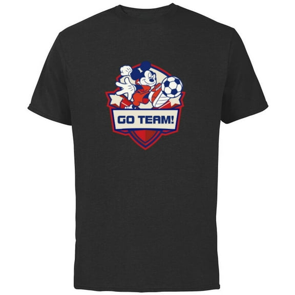 Disney Mickey Mouse Go Team Sports Soccer - Short Sleeve Cotton T-Shirt for Adults - Customized-Black