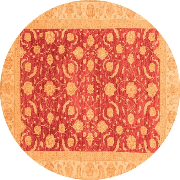 Ahgly Company Indoor Round Oriental Orange Traditional Area Rugs, 5' Round