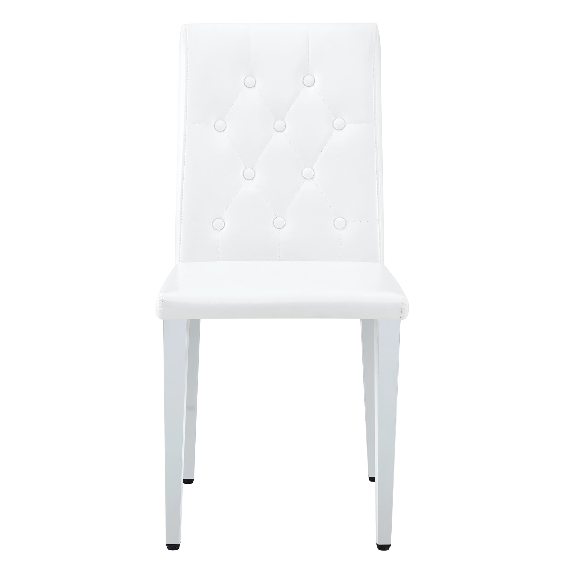 Sailvan PU Dining Chairs, 35 Inch Ergonomic Buckle Backrest with Silver Metal Legs