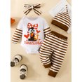 thumbnail image 2 of Wassery Baby Boys Girls 4PCS Thanksgiving Clothes Set 3 6 9 12 18 Months Infant Fall Outfits Newborn Letter Stripe Print Long Sleeve Romper Long Pants Hat Headband Sets, 2 of 9