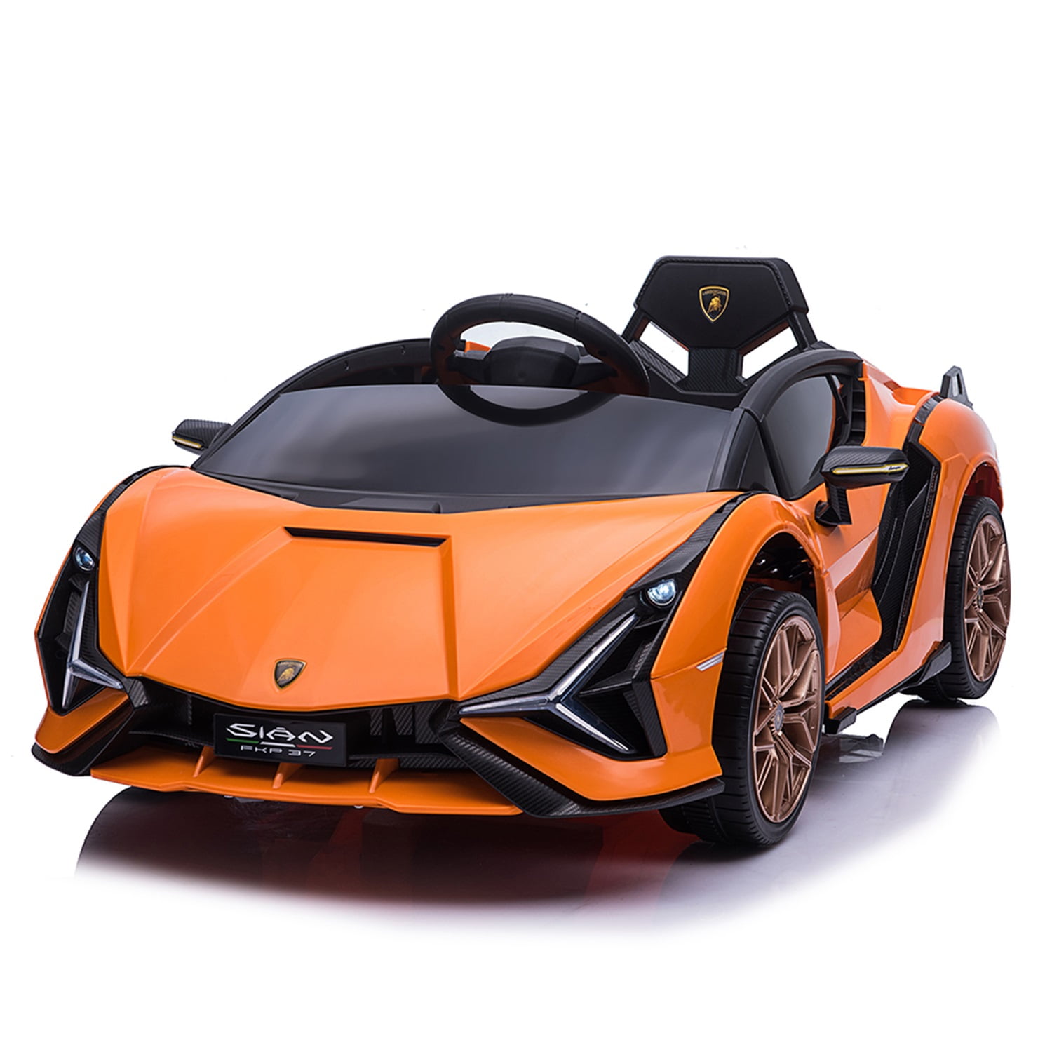 CIPACHO Kids Electric Ride On 12V Licensed Lamborghini SIAN Battery Powered Sports Car Toy with 2 Speeds, Parent Control, Sound System, Orange