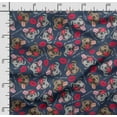 thumbnail image 2 of Soimoi Dog Printed, Cotton Fleece, Fabric by The Yard Sewing DIY Stretch Fabric 56 Inches Wide, WarmFabric for Hats, Coats, Gloves, Blankets, Navy Blue, 2 of 5