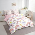 thumbnail image 3 of Manfei Graffiti Watercolor Rainbow 7pcs Bedding Comforter Set,Cute Cartoon Stars Queen Bedding Sets,Pink Purple Yellow White Queen Sheet Sets For Princess,Ultra Soft Home Decor Reversible, 3 of 8