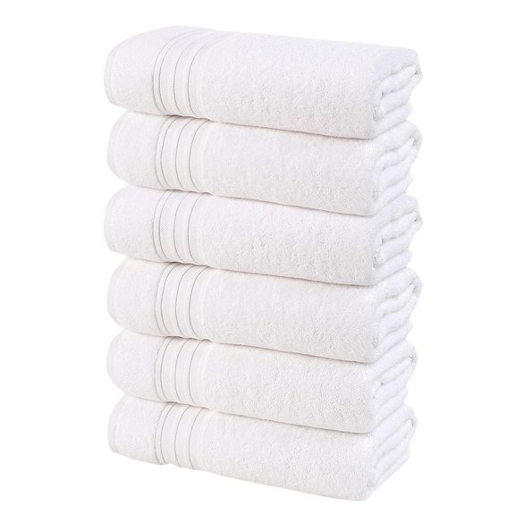 LYCAQL 6 Pack Medium Bath Towel Set, 100% Ring Spun Cotton (15.7 x 27.5 Inches) Lightweight and Highly Absorbent Quick Drying Towels, Towels for Hotel, Spa and Bathroom (White)