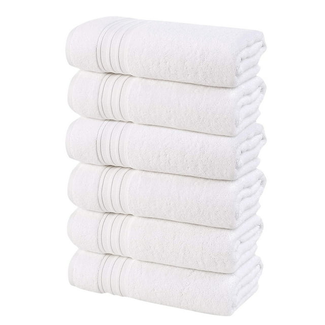 Riforla Serviettes de Qualité 100 % Coton Douces et Absorbantes 6 Pcs Serviette Blanche