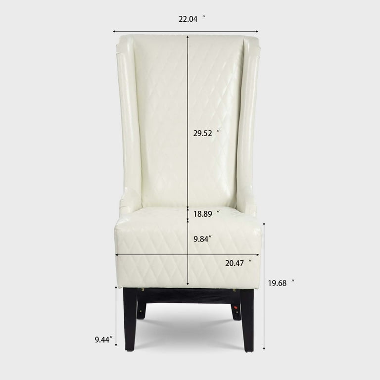 High Back Dining Chair 23inch Wide PU Leather Upholstered Wingback Side Chair Modern Accent Chair with Arms and Solid Wood Legs for Kitchen Dining