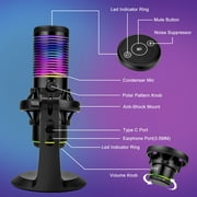 EEEkit USB Condenser Gaming Microphone with Noise Cancelling, 2 Polar Patterns, Mute, Gain for Recording/Podcasting/Streaming, Desktop Microphone Fit for Computer PC/MAC/PS5/Android