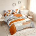 thumbnail image 2 of Manfei Ombre Brushstroke Rectangle Queen Bedding, Orange Gray Bedding Comforter Set Queen, Gray Reversible 7-Piece, 2 of 6