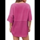 thumbnail image 1 of Blusas de Punto Gofre para Mujer, Moda 2025, Blusas de Patchwork Extragrandes con Cuello Redondo y Mangas 3/4, Color Rosa y Rojo XL, 1 of 6