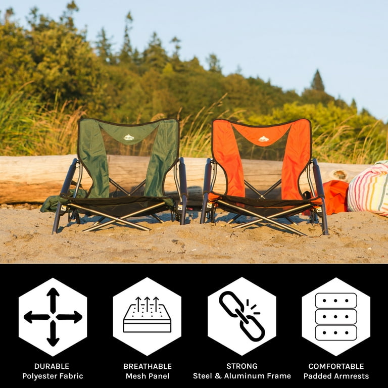 Cascade Mountain Tech Low Profile Camp Chair Polyester and Mesh Black