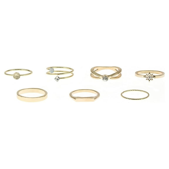 Time and Tru Delicate Gold-Tone Stacking Rings Set, 7-Pack
