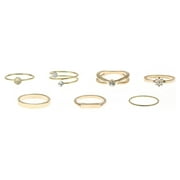 Time And Tru Ladies Gold Delicate Stacking Rings Set, 7 Pack