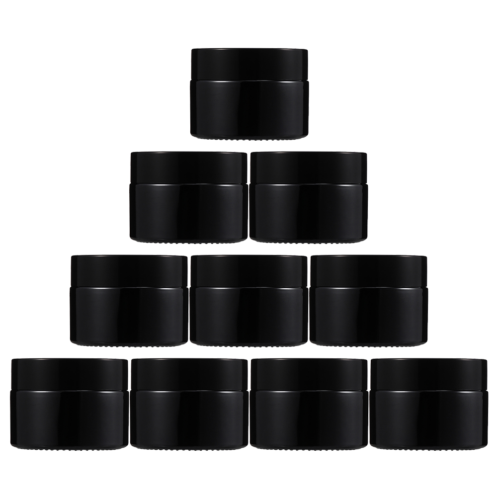 SKISUNO 10Pcs Black Glass Cosmetic Container Durable Cream Jar Packaging