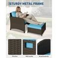 thumbnail image 3 of Patio Furniture Set 5-Piece, PE Rattan Wicker Outdoor Seating Sectional with Ottomans & Glass Coffee Table, All-Weather Conversation Set-Blue, 3 of 8