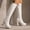 White, variant on CALAFEBILA Shoes for Womens Fashion Fall White Fashion High-Heels Knee High Boots Multicolor Chunky Heel Round-Toe Boots