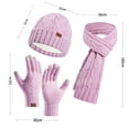 thumbnail image 3 of Bibifish 3 PCS Scarf Hat Glove Sets For Womens Winter Warm Three Piece Hat Gloves Scarf Cold Weather Windproof Scarf Hat Glove Sets, 3 of 4
