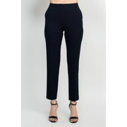 Philosophy Banded Waist Button Hook & Zipper Closure Side Pockets Viscose Blend Pant-MIDNIGHT / 12