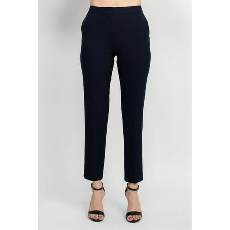 Philosophy Banded Waist Button Hook & Zipper Closure Side Pockets Viscose Blend Pant-MIDNIGHT / 6