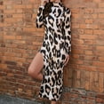 thumbnail image 3 of SWSMCLT Women's High Slit Dress Slim Fit Casual Fitted Spring High-neck Dresses Leopard 16, 3 of 4