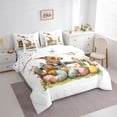 thumbnail image 3 of Feelyou Rustic Rabbit Animal Bedding Comforter Set 7 Pieces for Kids, Happy Easter Full Bedding Set, Butterfly Flower Eggs Reversible Fitted Sheet Flat Sheet, Ultra Soft Bedroom Decor, 3 of 7