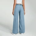 thumbnail image 4 of Wide Leg Jeans High Wasited Drawstring Baggy Denim Pants with Pockets, 4 of 4