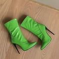 thumbnail image 6 of Women's Patent Leather Knee-Middle Biker Boots - Stiletto Ultra High Heel Boots for Party, Carnival & Holiday Events | Stylish Dress Footwear, 6 of 9