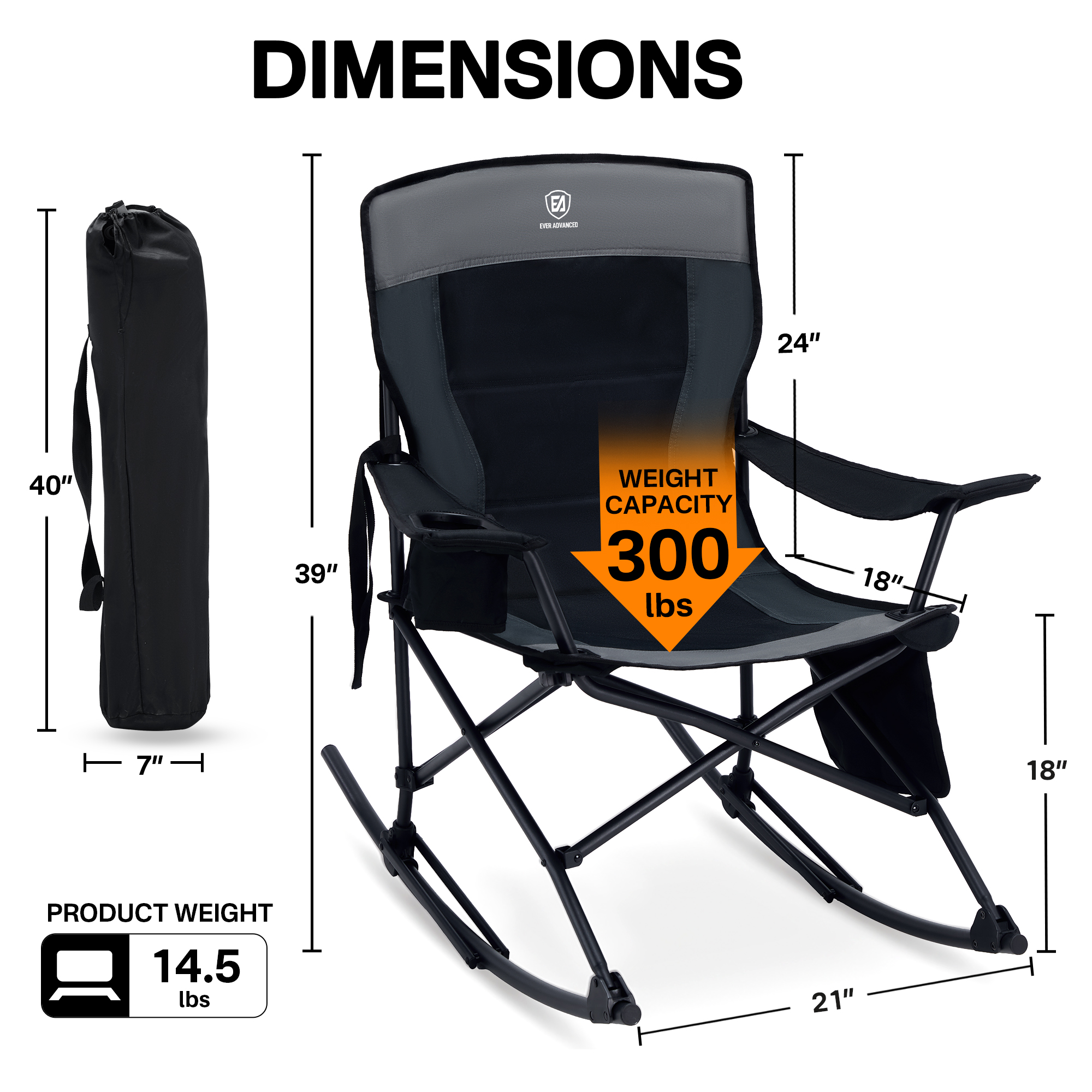 Ever Advanced Portable Folding Rocking Camping Chair photo 8