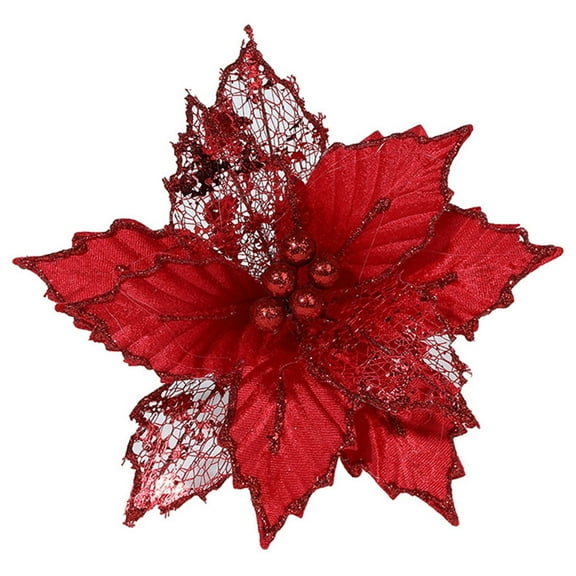 Missdeer 24Cm Large Artificial Flowers Christmas Tree Sequins Decoration Xmas Ornament Party Home Decor Fake Flower New Year