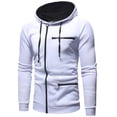 thumbnail image 2 of Gvmfive Men Solid Drawstring Hooded Full Zip Pockets Casual Hoodies, 2 of 4