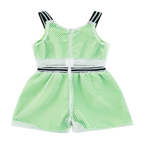 Fille Été Combinaison Contraste Couleur Creux Résille Fermeture Éclair Shorts