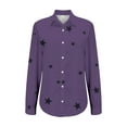 thumbnail image 5 of Holzkary Button Down Shirt for Women Basic Work Office Blouse Casual Loose Long Sleeve Tops Women Casual Lapel Button Long Sleeve Shirts Colorful Line Printed Long Sleeve Casual Shirts Purple 6Xl, 5 of 7