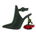 thumbnail image 4 of FSJ Women Chic Sculpted Rose High Heels Pointed Closed Toe Ankle Buckle Strap Fashion Sandals Mules Evening Wear Shoes Size 10.5 Green, 4 of 4