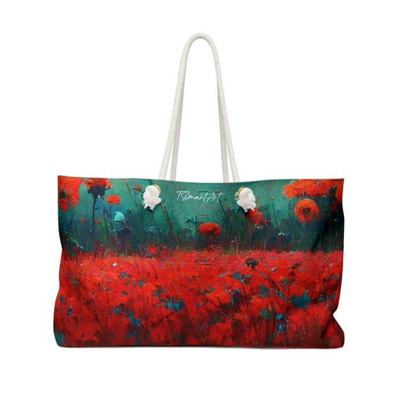TSmartArt @ Walmart. Poppy Field. Women's Polyester Throw & Go Tote Bag. 24"×13"
