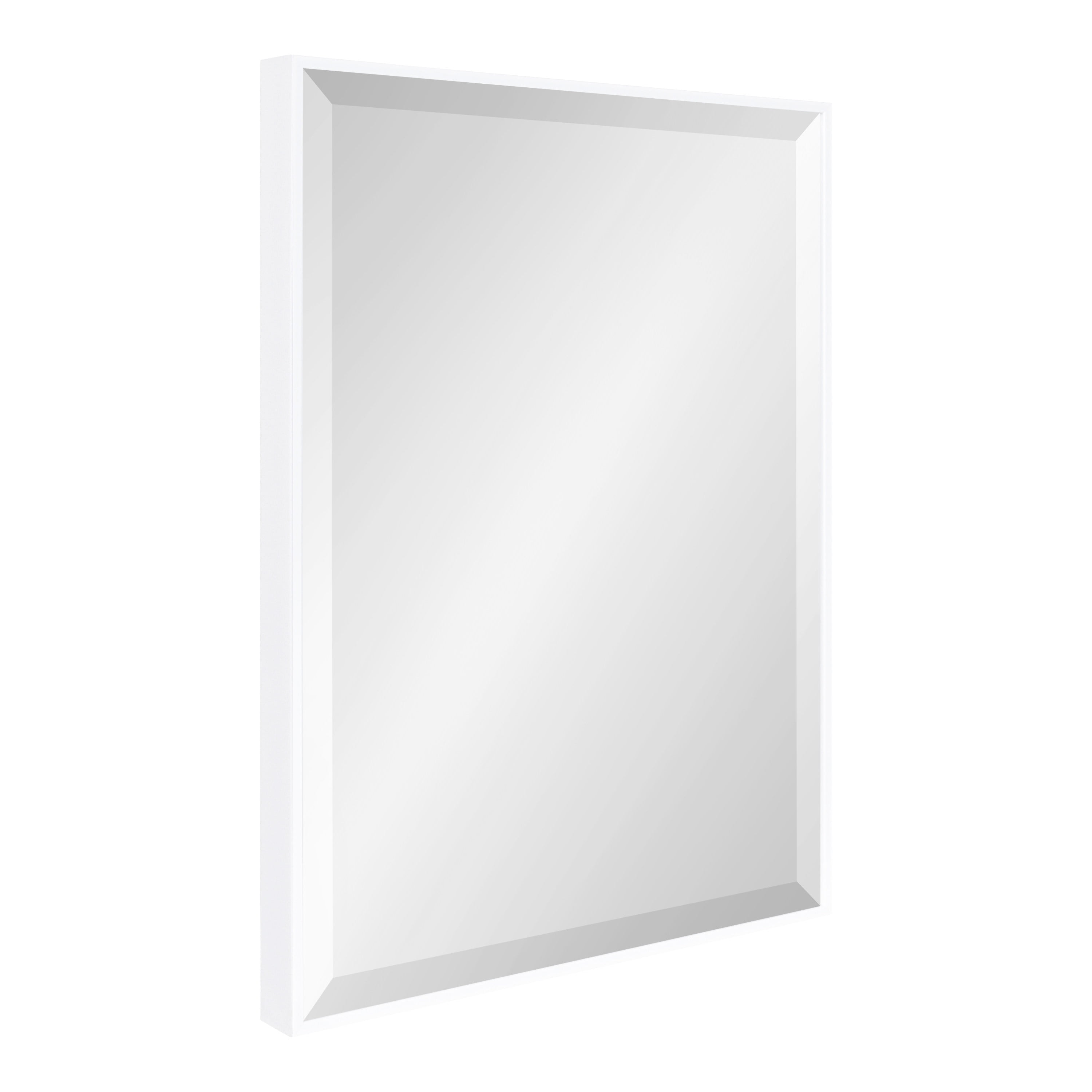 Kate And Laurel Rhodes Modern Decorative Rectangle Wall Mirror, 24.75" x 36.75", White, Contemporary Wall Decor