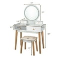 thumbnail image 3 of Costway Vanity Table 3 Color Lighting Modes MakeUp Stool Jewelry, 3 of 12