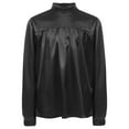 thumbnail image 3 of Hansber Kids Boys Worship Liturgical Praise Dance Tops Long Sleeve Church Party Shirts Performance Pullover Satin Blouse Black 10, 3 of 7