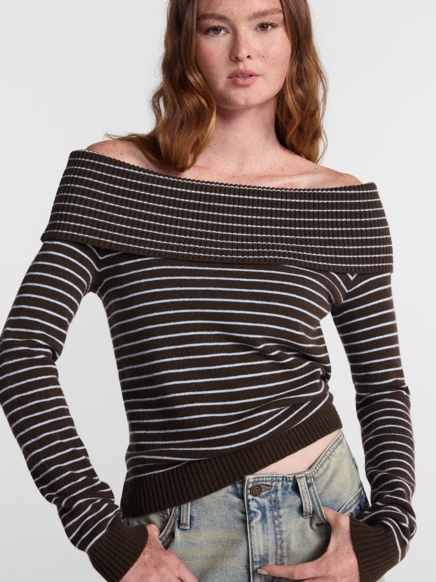 No Boundaries Off the Shoulder Sweater, Lightweight, Women's XXS-XXL