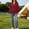 thumbnail image 7 of DISKEBUISS Women's Wrap V Neck Hoodie Long Sleeve Front Kangaroo Pocket Loose Casual Sweatshirt, 7 of 7
