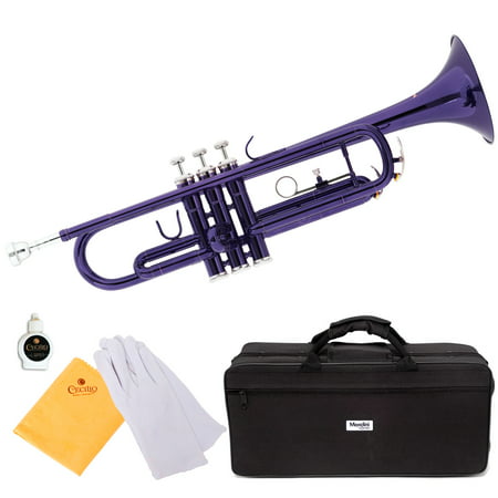 Mendini by Cecilio MTT-PL Purple Lacquer Brass Bb Trumpet with Durable Deluxe Case and 1 Year