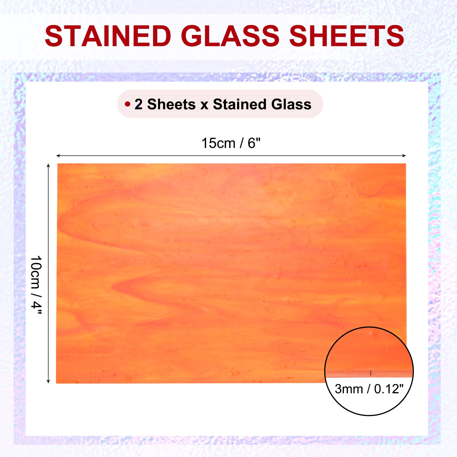 Uxcell 4 x 6" Stained Glass Sheets 2 Sheets Transparent Art Glass Watermelon Red