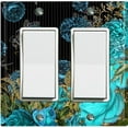 thumbnail image 1 of Metal Light Switch Plate Cover Elegant Antique Pinstripe Teal Floral Tile FLW082, 1 of 13