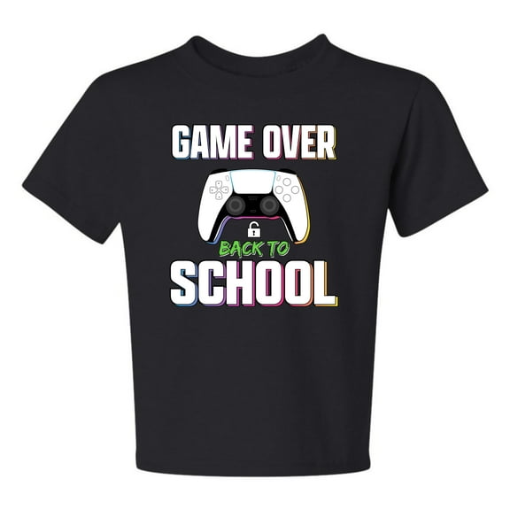 Wild Bobby Game Over Back to School | Funny Gamer Controller Video Games School Unisex Boys Girls Graphic Youth T-Shirt