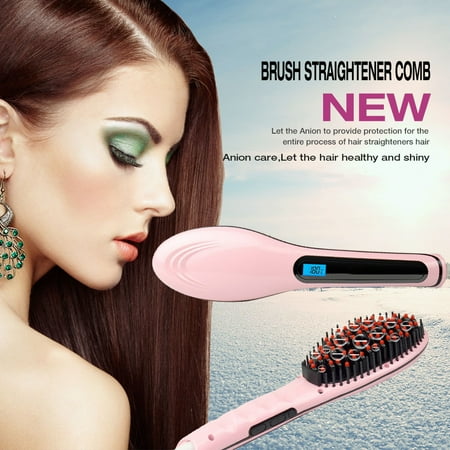 CoastaCloud Pink Brush Hair Straightener, Instant Magic Silky Straight Hair Styling, Anion Hair Care, Anti Scald, Zero Damage, Massage Straightening Irons, Detangling Hair Brush