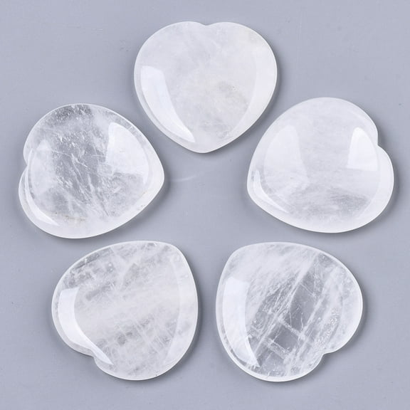 5 pc Natural Quartz Thumb Worry Stone Pocket Palm Stones for Healing Reiki Stress Relief Heart Shape 39~40x39~40x5~6mm